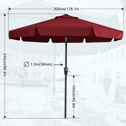 MASTERCANOPY Valance Patio Umbrella for Outdoor Table Market -8 Ribs (10ft, Burgundy)