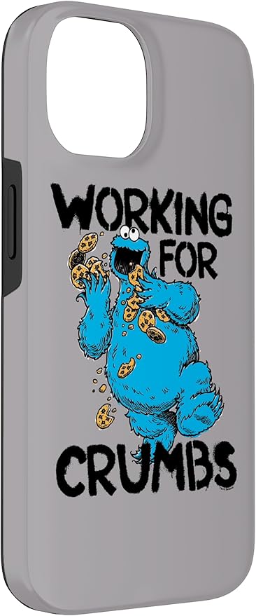 iPhone 14 Sesame Street Cookie Monster Working for Crumbs Case