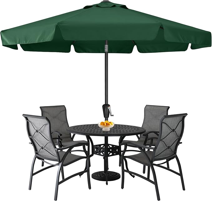 ABCCANOPY Patio Umbrella 10ft, Outdoor Table Umbrella with Push Button Tilt and Crank, 8 Ribs Umbrella for Patio Pool Garden Deck (Green)