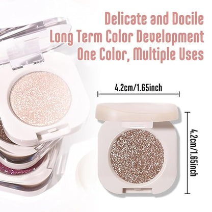 Monochrome Glitter Eyeshadow - Nude Gold Brown Shimmer Eye Shadow, Talc-Free, Paraben-Free, Cruelty-Free, Long-Lasting Single Eyeshadow Palette for Everyday & Special Occasions 10#