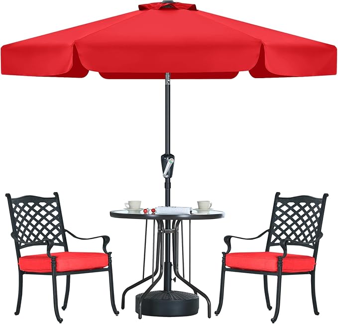 MASTERCANOPY Valance Patio Umbrella for Outdoor Table Market (7.5ft, Red)