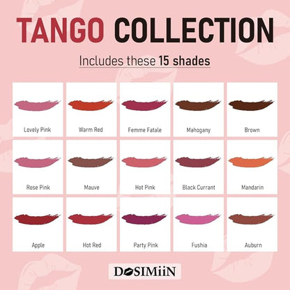 Lip Liner Pencil 15 Shades - Beauty Artist Choice Tango Collection Lipliner Matte Finish, Creamy Texture, Long Lasting Color, High Pigmented Lip Pencils