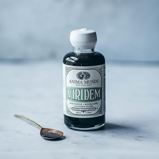 Anima Mundi Viridem Greens Detox Elixir - GI & Liver Detox Liquid Supplement, Natural Herb Cleanse with Chlorophyll, Moringa + Organic Chlorella - Add to Juice & Alkalizing Teas (4oz / 118ml)