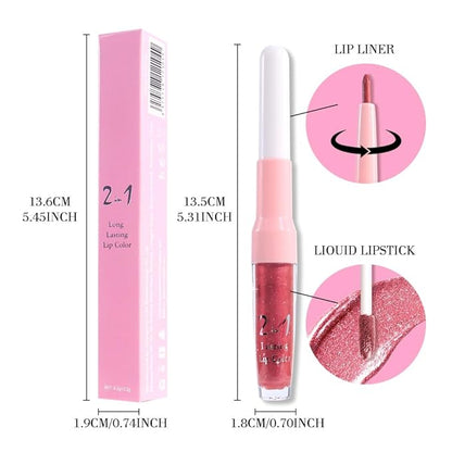 evpct Mauve Red Metallic Glitter Lip Liner and Lipstick Combo Lip Gloss Stain Set Makeup for Women Long Lasting Waterproof 24, Red Metallic Shimmer Frosted Iridescent Glossy Liquid Lipstick 13