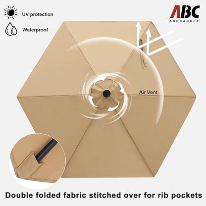 ABCCANOPY 7.5FT Outdoor Patio Umbrella, UV Protection Table Umbrella for Easy Set Up, Suitable for Garden, Lawn, Deck & Backyard (Tan)