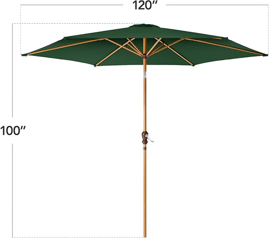 Best Choice Products 10ft Market Umbrella, Outdoor Sun Shade for Backyard, Deck, Poolside, Table w/Woodgrain Pattern, Easy Tilt & Crank - Green
