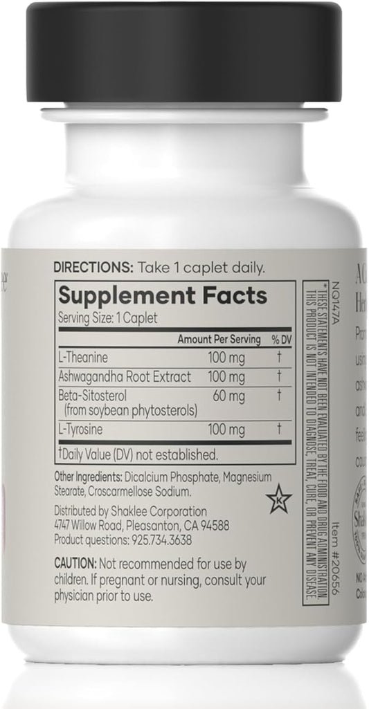 Shaklee - Stress Relief Complex - Calming Blend of L-theanine, Ashwagandha, Beta-sitosterol, and L-tyrosine - Promotes Relaxation without Drowsiness - 1 Caplet Daily - Adults Supplement - 30 Caplets