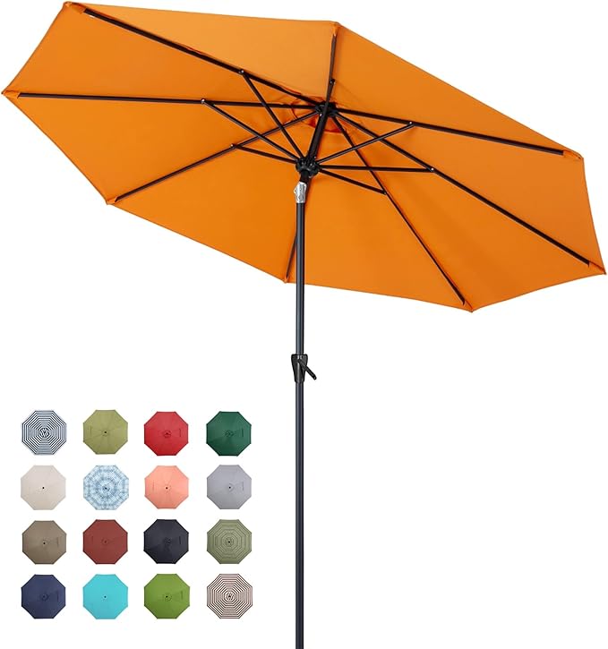 Tempera Patio Market Outdoor Table Umbrella with Push Button Tilt and Crank,Large Sun Umbrella with Sturdy Pole&Fade resistant canopy,Easy to set
