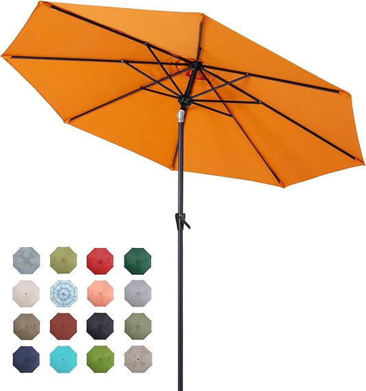 Tempera Patio Market Outdoor Table Umbrella with Push Button Tilt and Crank,Large Sun Umbrella with Sturdy Pole&Fade resistant canopy,Easy to set