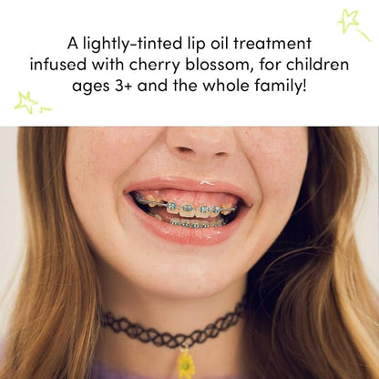 Evereden Kids Tinted Lip Gloss: Sakura - Non Toxic, Vegan Clean Makeup - Soothing & Hydrating Lip Gloss with Cherry, Peach, & Cranberry Oils
