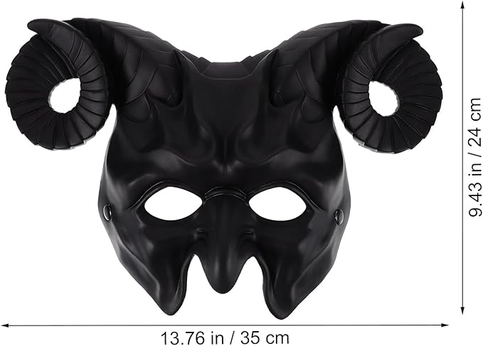Gadpiparty Devil Goat Skull Mask Ox Ram Horns Monster Animal Half Face Halloween Masquerade Mask Cosplay Props for Adults