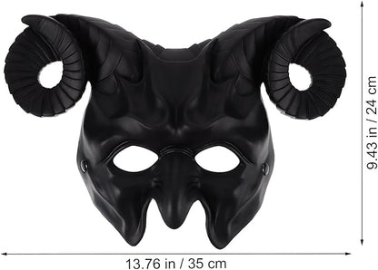 Gadpiparty Devil Goat Skull Mask Ox Ram Horns Monster Animal Half Face Halloween Masquerade Mask Cosplay Props for Adults