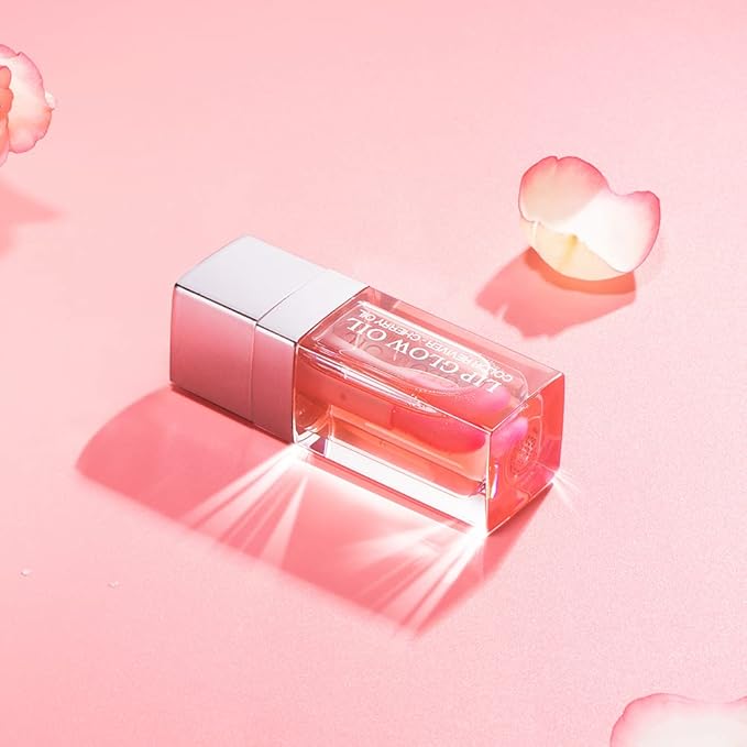 Miniling Hydrating Plumping Lip Oil Gloss Balm Care Transparent Toot Oil, Tinted Sheer Color Liquid Moisturizing Non-Sticky Nourishing Repairing Products(PINK)