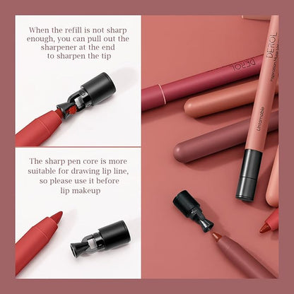 KISSIO Lip Liner,Creamy Lip Pencil,Long Lasting Lip Liner with Sharpener,Matte Finish,Smooth and Soft,Non-Dry,Easy to Use,Cruelty free,0.02 oz,04 Taboo edge