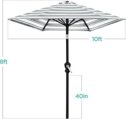 Best Choice Products 10ft Outdoor Steel Polyester Market Patio Umbrella w/Crank, Easy Push Button, Tilt, Table Compatible - Striped Black
