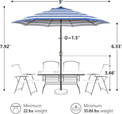 7.5Ft/9Ft Patio Umbrella, UV Protect Pool Umbrella with Heavy Duty Pole,Outdoor Umbrella with Push Botton Tilt & Crank