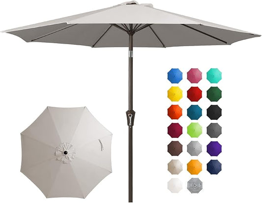 JEAREY 10FT Outdoor Patio Umbrella Outdoor Table Umbrella with Push Button Tilt and Crank, Market Umbrella 8 Sturdy Ribs UV Protection Waterproof for Pool, Garden (Fog Gray)