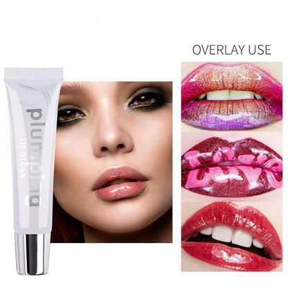 MAEPEOR Plumping Lipgloss 9 Colors Moisturizing Lip Plumper Shiny Jelly Lip Gloss Natural Liquid Lipstick for Women and Girls (High Shine, 09#Transparent)