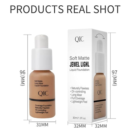 QIC Waterproof Matte Concealer BB Liquid Foundation Cream 102# Nude 30ml