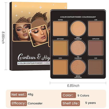Professional Light Medium Brown Contour Highlight Palette,Multiple Full