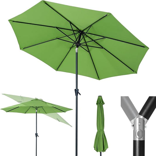 Tempera Patio Market Outdoor Table Umbrella with Push Button Tilt and Crank,Large Sun Umbrella with Sturdy Pole&Fade resistant canopy,Easy to set