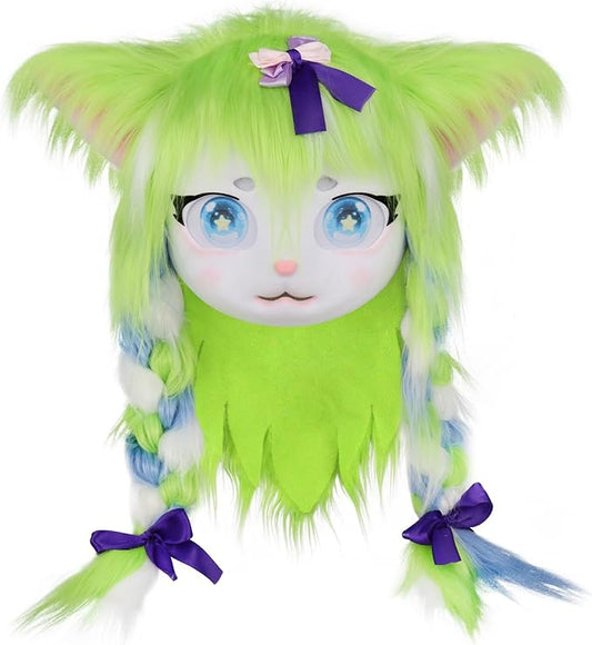 JUNBOON Furry Animal Headgear Beast Full Head Mask Headwear Doll Cosplay Costume Halloween Fursuit