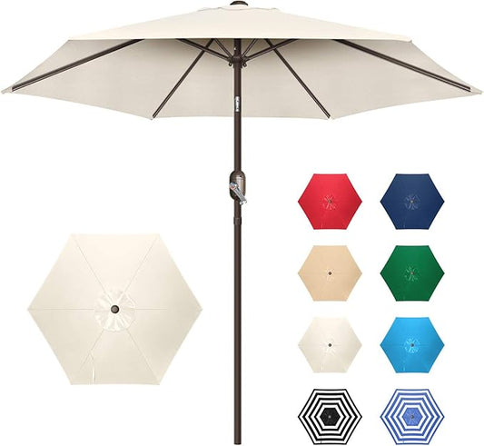 7.5Ft/9Ft Patio Umbrella, UV Protect Pool Umbrella with Heavy Duty Pole,Outdoor Umbrella with Push Botton Tilt & Crank