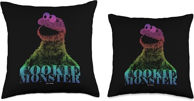 Sesame Street Cookie Monster Halftone Throw Pillow, 16x16, Multicolor