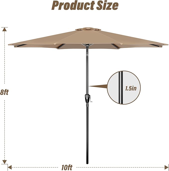 Simple Deluxe 9' Patio Umbrella Outdoor Table Market Yard Umbrella with Push Button Tilt/Crank