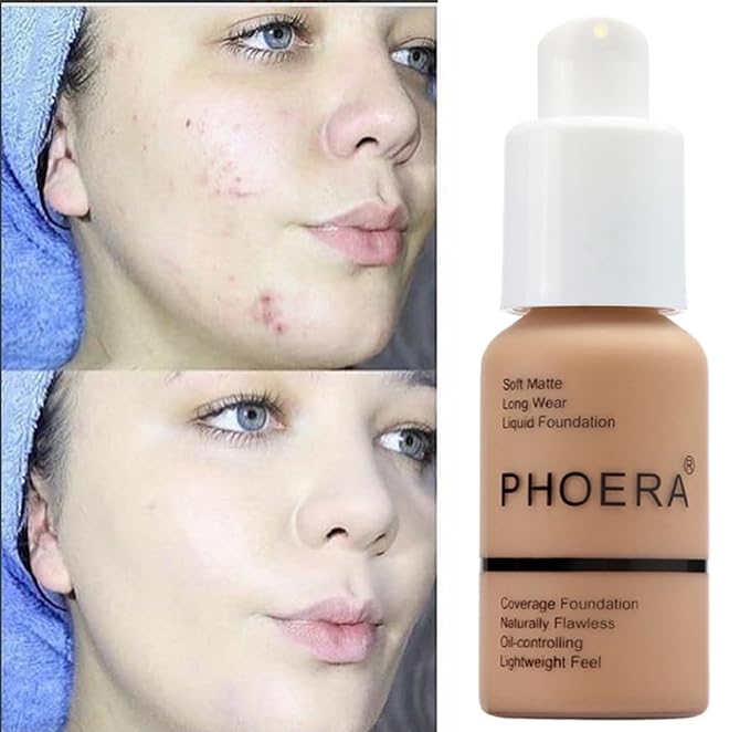 2Pack PHOERA Foundation,Full Coverage Foundation, Concealer Foundation Full - Tan) 30ml