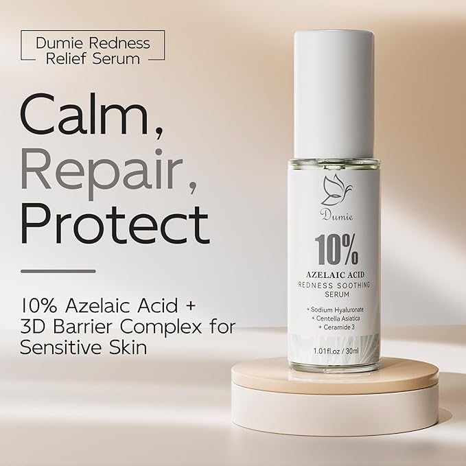 10% Azelaic Acid Redness Soothing Serum, Hyaluronic Acid & Centella Asiatica, Facial Serum for Sensitive Skin Relief, Korean Skincare Barrier Repair & Hydration - 30ml/1.01 fl oz
