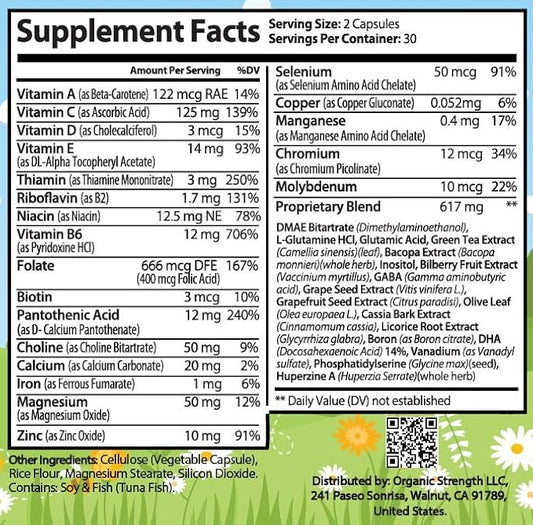Neuro Plus Brain & Focus Formula: Dietary Supplement for Enhanced Mental Clarity & Performance - 60 Capsules, Made in FDA Registered Facility, Bottled in USA