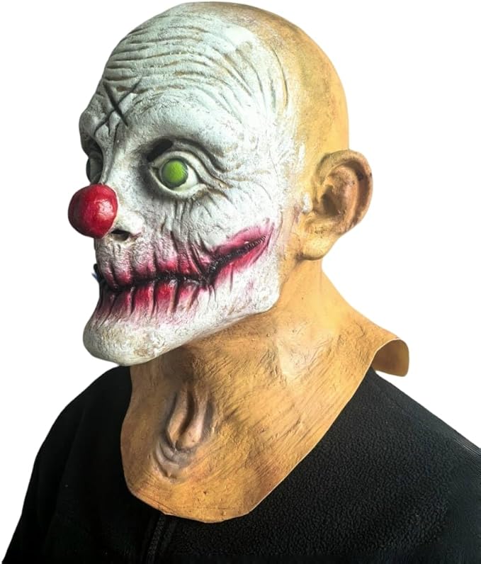 Scary Evil Joker Clown Latex Masks - Halloween Horror Realistic Old Man Cosplay Props for Adults & Parties Props