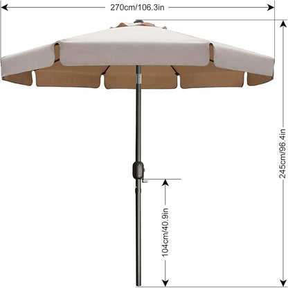 ABCCANOPY Patio Umbrella 7.5ft, Outdoor Table Umbrella with Push Button Tilt and Crank, 6 Ribs Umbrella for Patio Pool Garden Deck (Khaki)