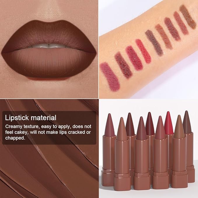 BINGBRUSH 2-in-1 Gradient Lip Liner & Lipstick Combo,2Pcs Matte Longwear Waterproof Lip Pencil with Cone Tip,Smudge Proof Crayon for Flawless Ombre Contour,Women's Long Lasting Makeup Set(08#&08)