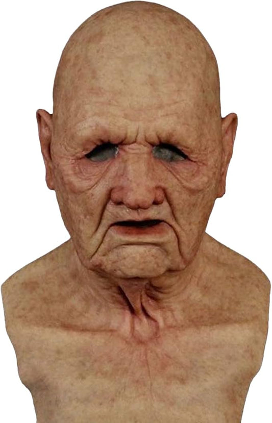 Realistic Old Man Mask Halloween Mask Scary Latex Old Man Grandpa Mask Halloween Wrinkle Face Mask
