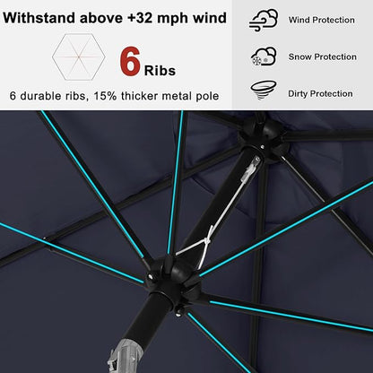 ABCCANOPY 7.5FT Outdoor Patio Umbrella, UV Protection Table Umbrella w/Crank for Easy Set Up, Suitable for Garden, Lawn, Deck & Backyard (Navy Blue)