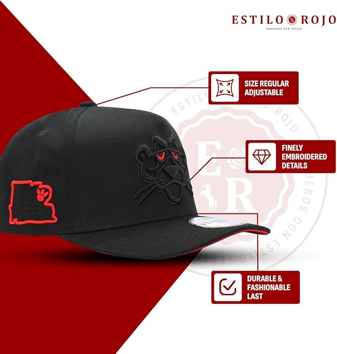 Culiacan Panther Mens Cap - Black Baseball Cap for Men and Women, Black Snapback Hats for Men, Mens Hats and Caps - Adjustable Size