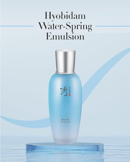 Sooryehan Hyobidam Water-Spring Emulsion (130ml/4.4fl oz) - Lightweight Moisturizer for Elasticity, Hydrating Lotion. Premium Korean Skin Care. Fermented Ginseng, Hyaluronic Acid,