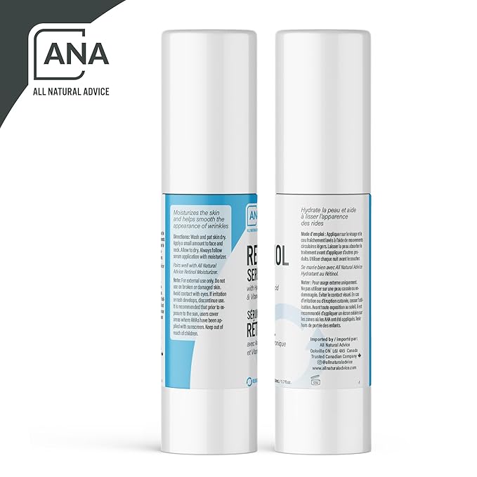 All Natural Advice Retinol Serum for Face 50mL | With Organic Botanicals, Hyaluronic Acid & Vitamin E | 1% Retinol Face Serum includes Airless Bottle & Precision Pump | Canadian Skin Care