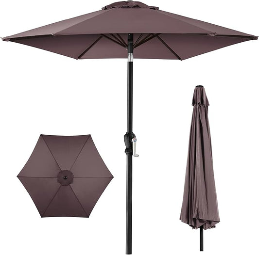 Best Choice Products 10ft Outdoor Steel Polyester Market Patio Umbrella w/Crank, Easy Push Button, Tilt, Table Compatible - Deep Taupe