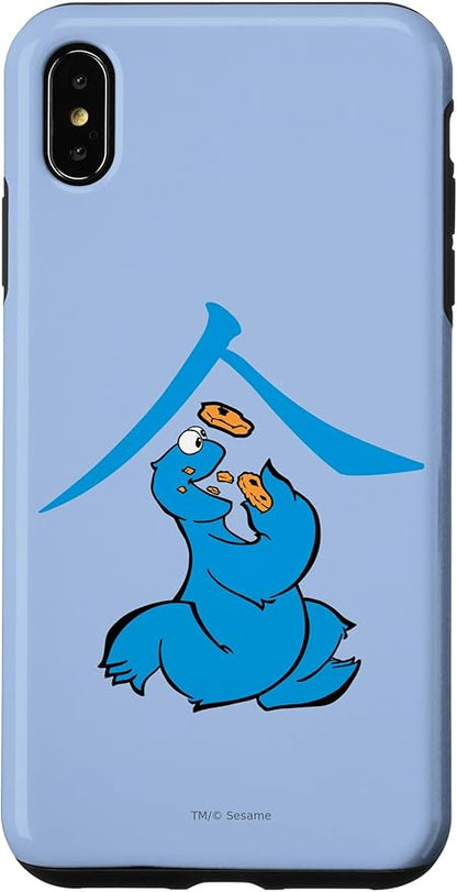 iPhone XS Max Sesame Street Cookie Monster Eat in Kanji Case