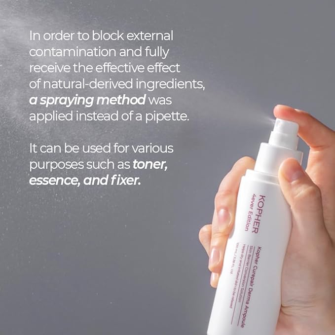 Kopher Curepair Derma Ampoule Mist [4ever Edition] with 10GF Skin Renewal & Brightening Ampoule for Sensitive Skin - Reduces Wrinkles, Improves Skin Tone, Korean Skincare (3.38 fl.oz.)