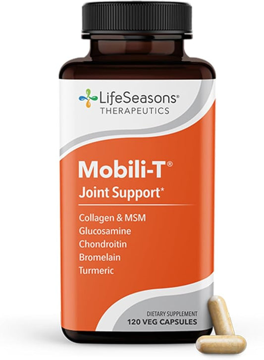 LifeSeasons Mobili-T - Joint Support Supplement - Glucosamine Chondroitin MSM Collagen Bromelain & Turmeric - Reduce Swelling & Aches - Increase Range of Motion & Mobility - 120 Capsules