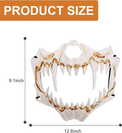 6 Pcs Japanese Half Mask Halloween Skeleton Masks, Half Face Animal Skull Tiger Mask Scary Ye Yaksha Dragon God Tengu Japanese Halloween Cosplay Decorative