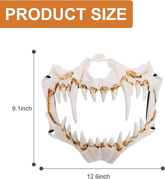 6 Pcs Japanese Half Mask Halloween Skeleton Masks, Half Face Animal Skull Tiger Mask Scary Ye Yaksha Dragon God Tengu Japanese Halloween Cosplay Decorative