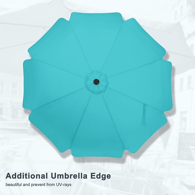 MASTERCANOPY Valance Patio Umbrella for Outdoor Table Market -8 Ribs (9ft, Turquoise)