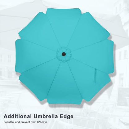 MASTERCANOPY Valance Patio Umbrella for Outdoor Table Market -8 Ribs (9ft, Turquoise)