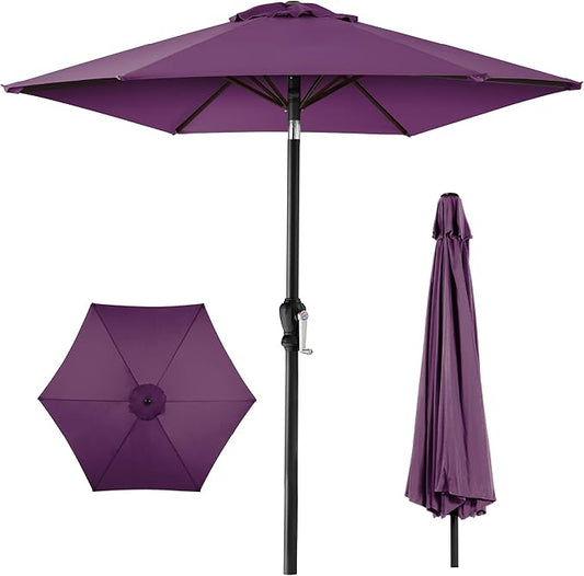 Best Choice Products 10ft Outdoor Steel Polyester Market Patio Umbrella w/Crank, Easy Push Button, Tilt, Table Compatible - Amethyst Purple