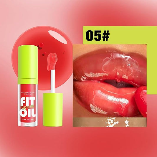 8 Colors Lip Oil Lip Glaze, Hydrating Lip Glow Oil Big Brush Head Shiny Moisturizing Lip Gloss, Long Lasting Non-sticky Fresh Transparent Tinted Plumping Lip Oil (# 05)